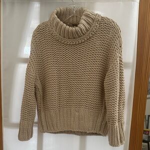Free People Tan Knit Turtleneck Sweater